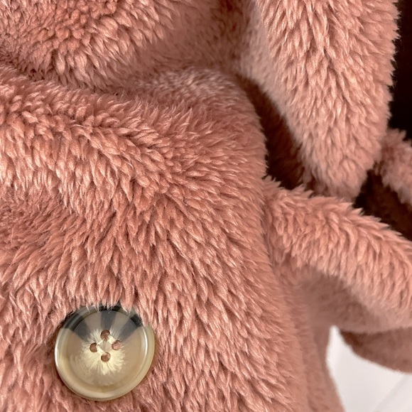 Faux Fur Brown Pink Button Front Coat | SHEIN - Picture 3 of 6